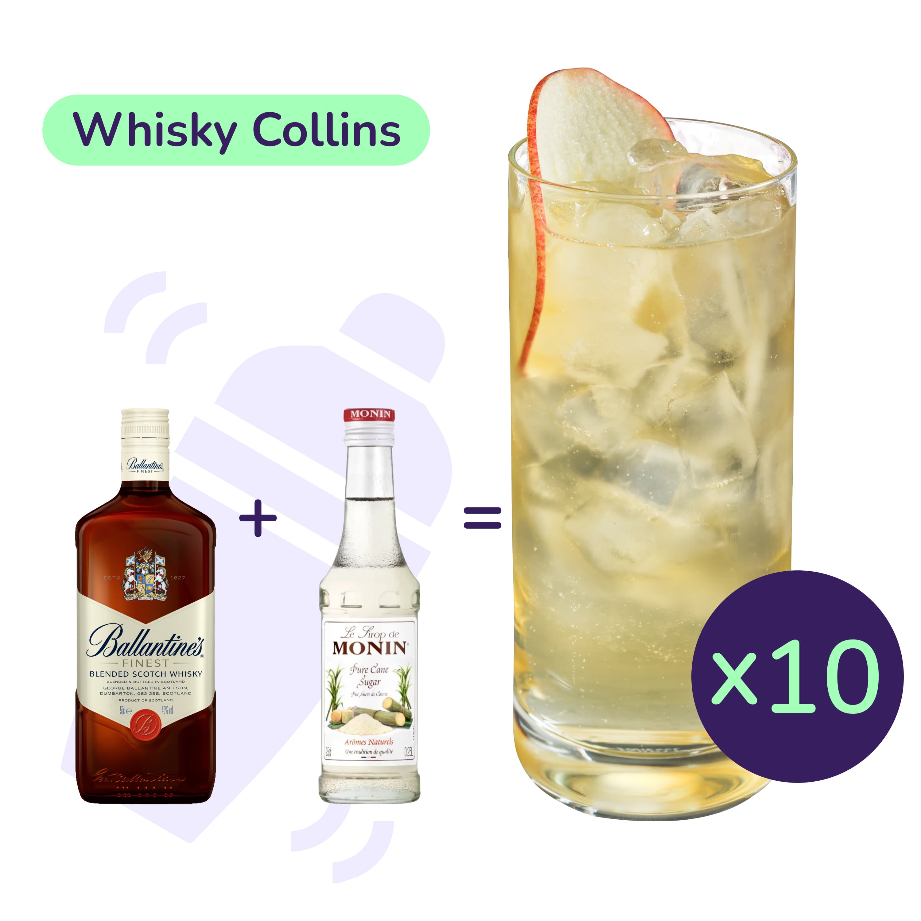 Коктейль Whisky Collins (набір інгредієнтів) х10 на основі Ballantine's - зображення 1