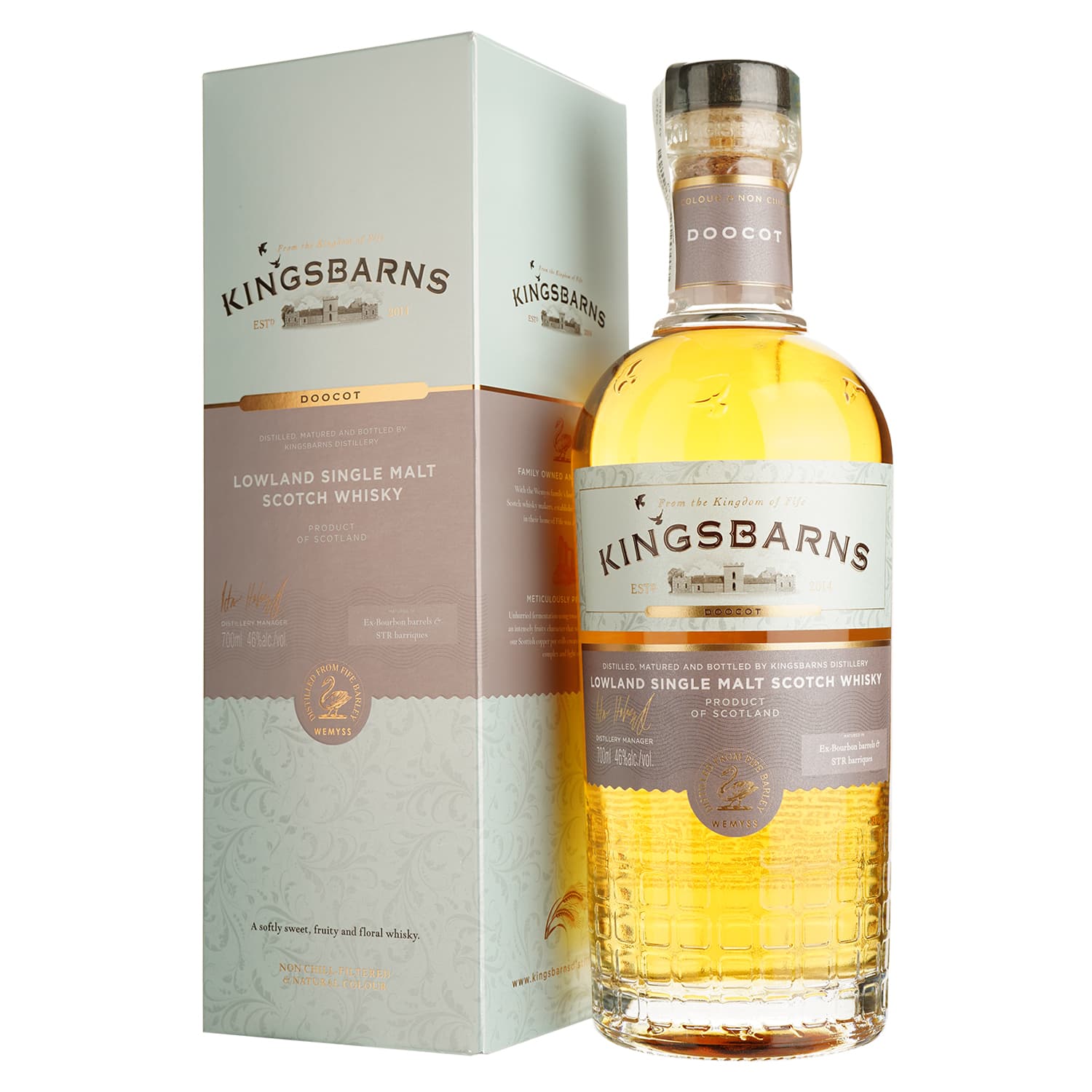 Віскі Kingsbarns Doocot Lowland Single Malt Scotch Whisky 46% 0.7 л в подарунковій коробці - зображення 1