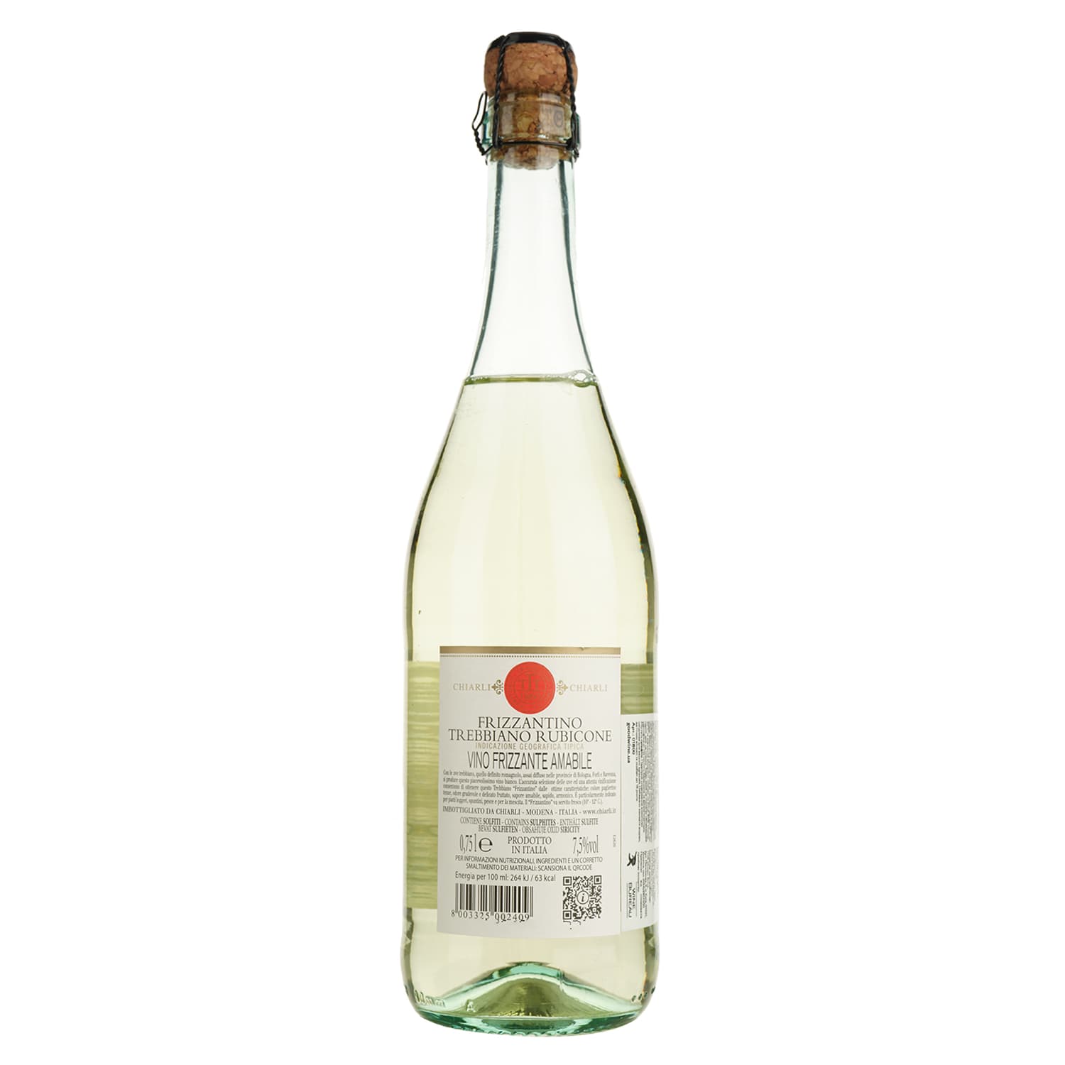Ігристе вино Chiarli Frizzantino Trebbiano del Rubicone Amabile, біле, солодке, 7,5%, 0,75 л (1800) - зображення 2