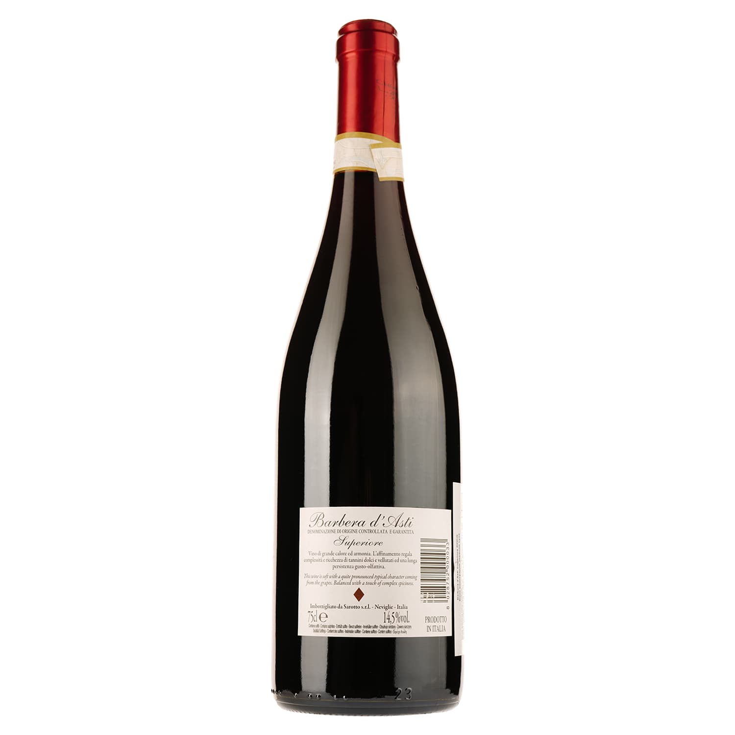 Вино Roberto Sarotto Barbera d'Asti Superiore DOCG, червоне, сухе, 0,75 л - зображення 2