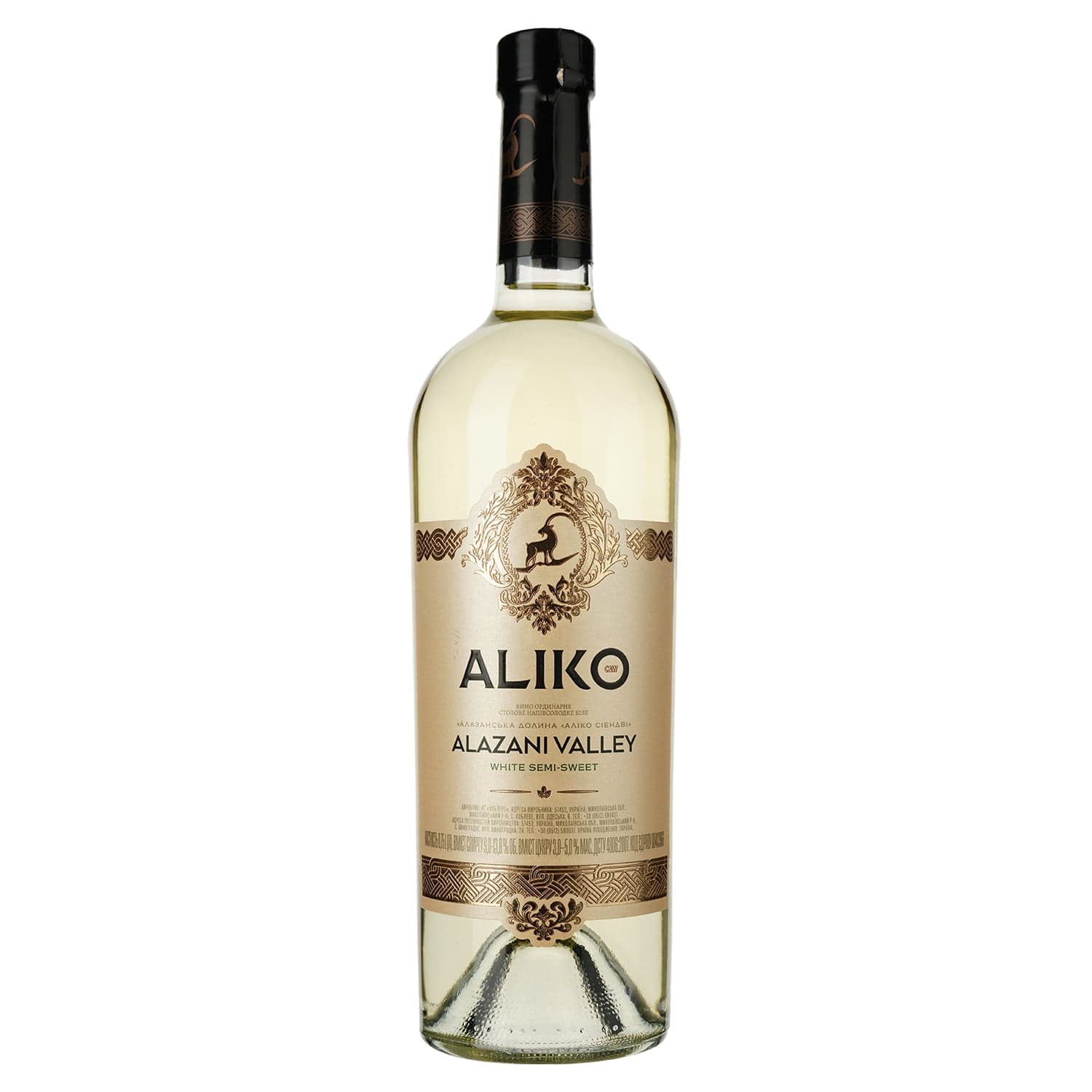 Вино Aliko Алазанська долина, біле, напівсолодке, 9-13%, 0,75 л - зображення 1