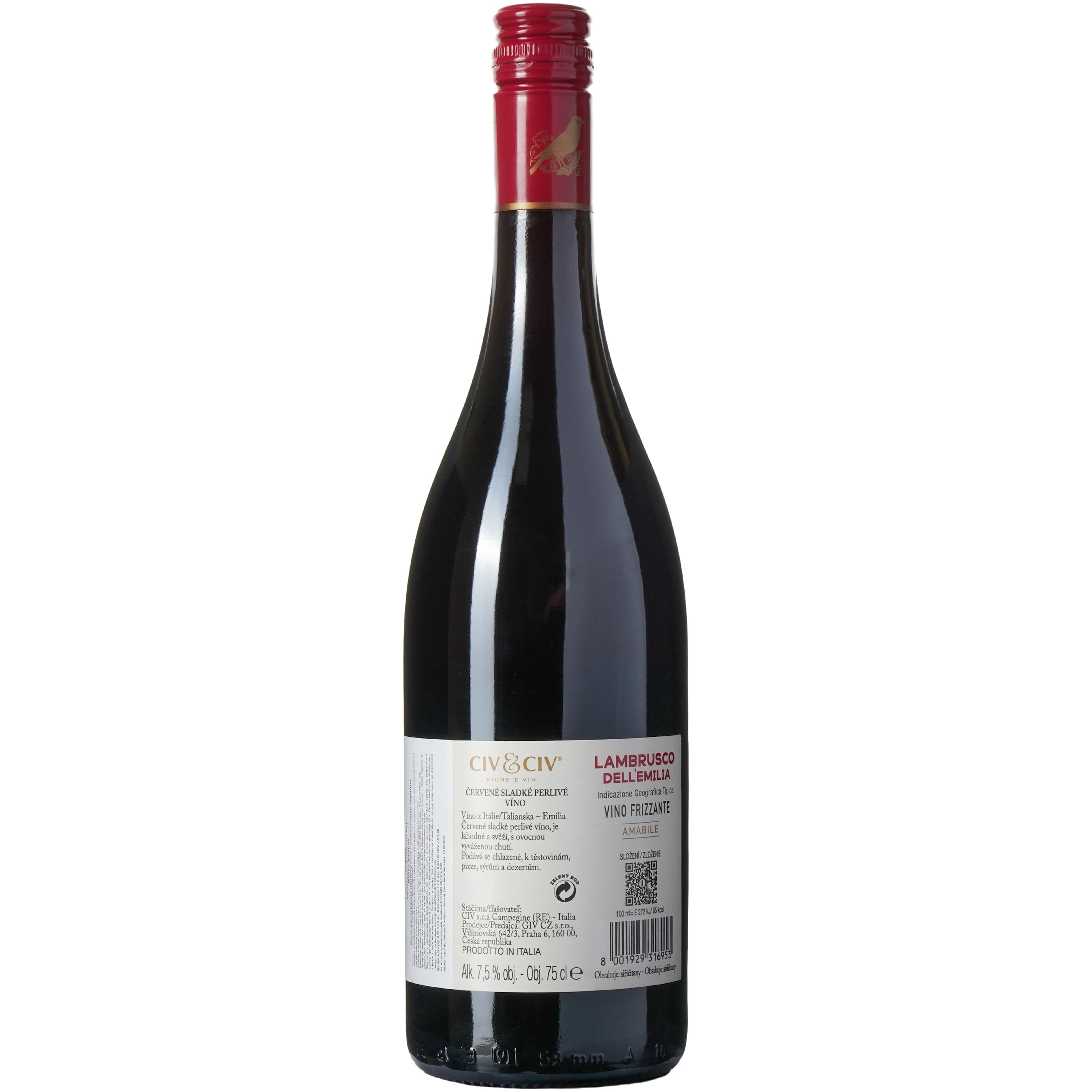 Вино напівігристе Civ&Civ Lambrusco dell'Emilia Rosso Amabile напівсолодке червоне 0.75 л - зображення 3