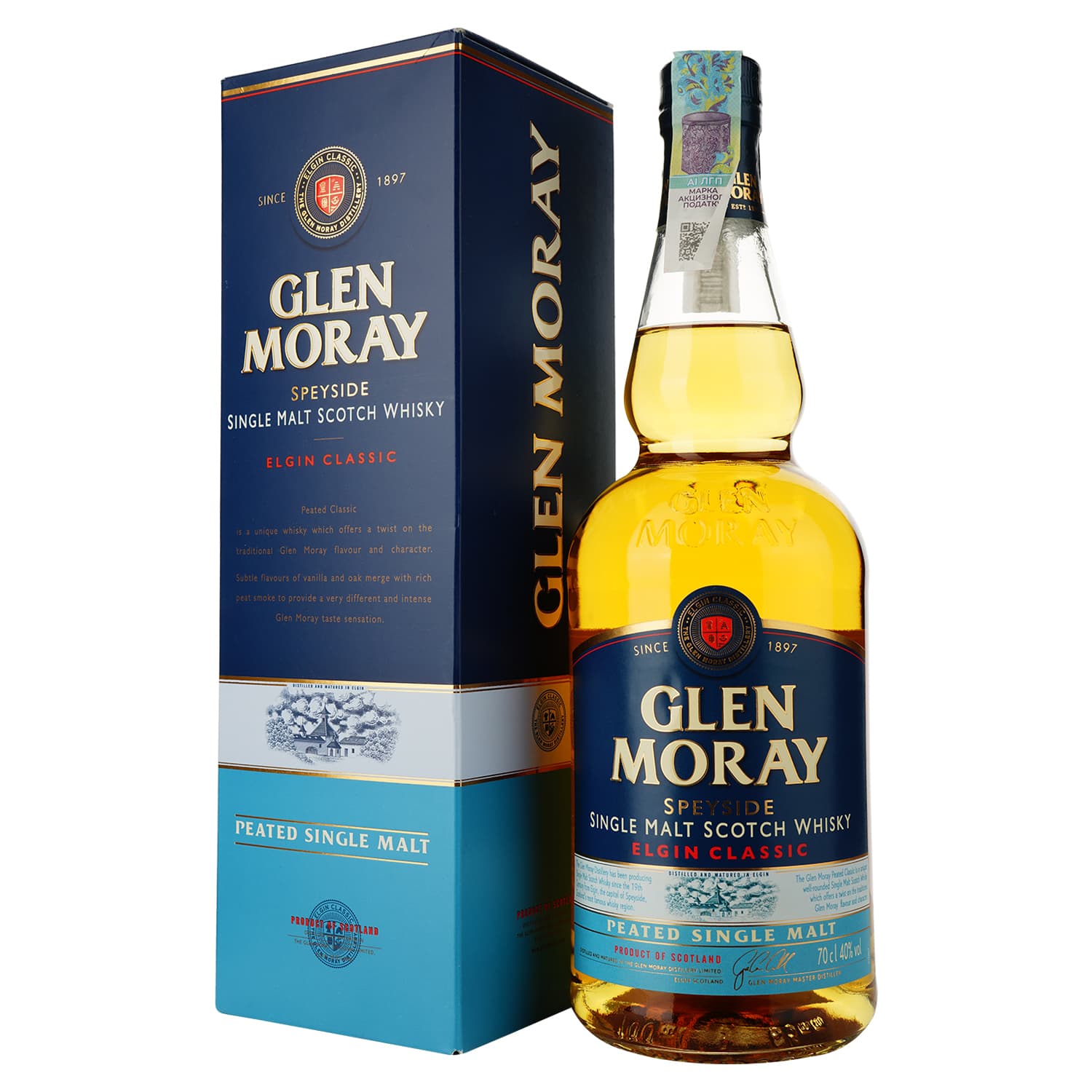 Віскі Glen Moray Peated Single Malt Scotch Whisky, 40%, 0,7 л (739151) - зображення 1