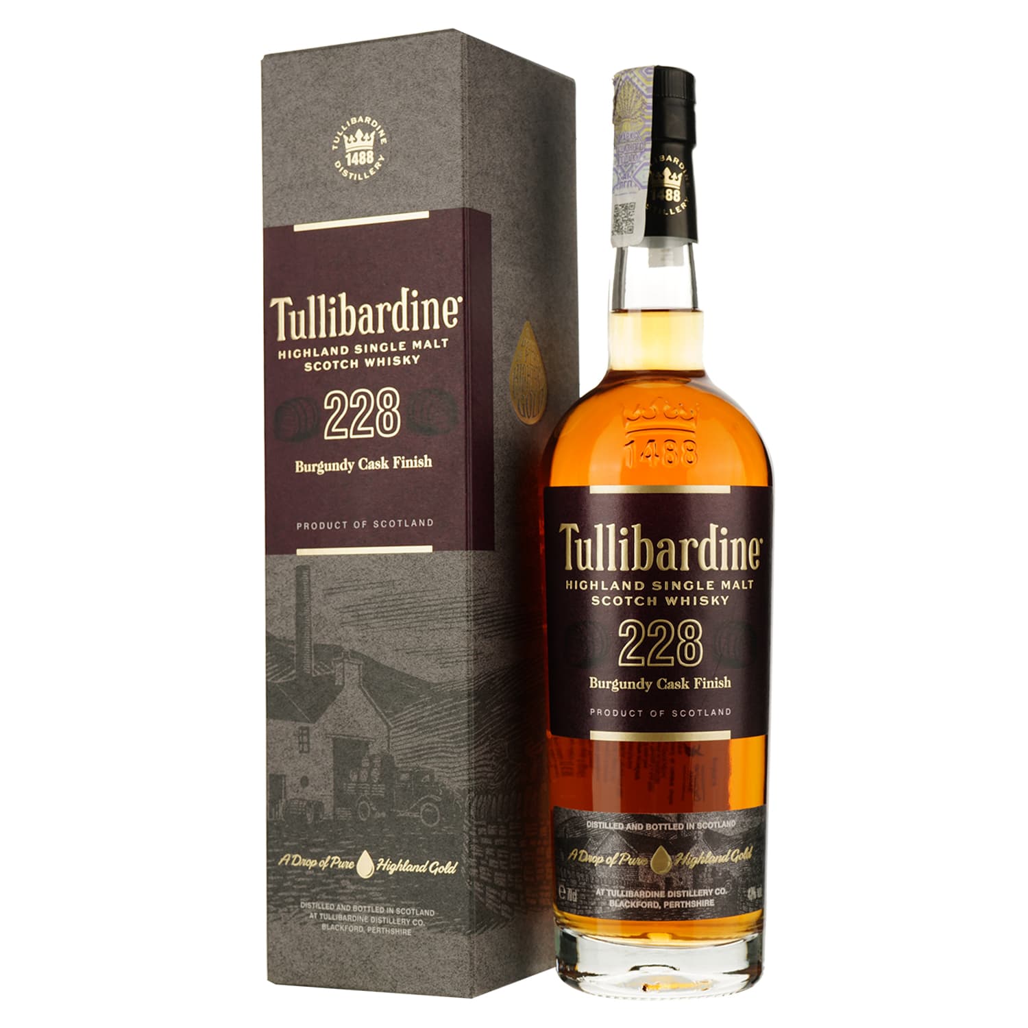 Віскі Tullibardine Burgundy Finish 228 Single Malt Scotch Whisky 43% 0.7 л - зображення 1