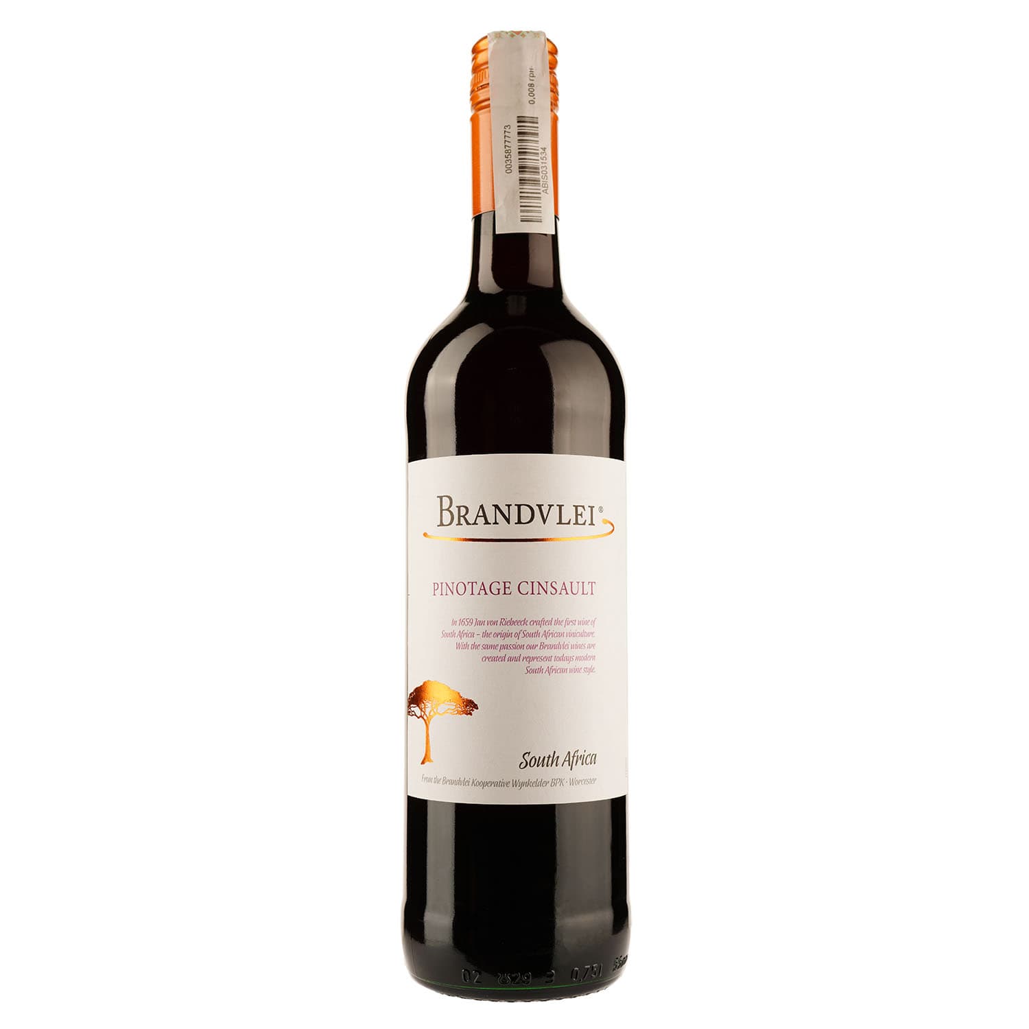 Вино Brandvlei Pinotage Cinsault Western Cape, червоне, сухе, 0,75 л - зображення 1