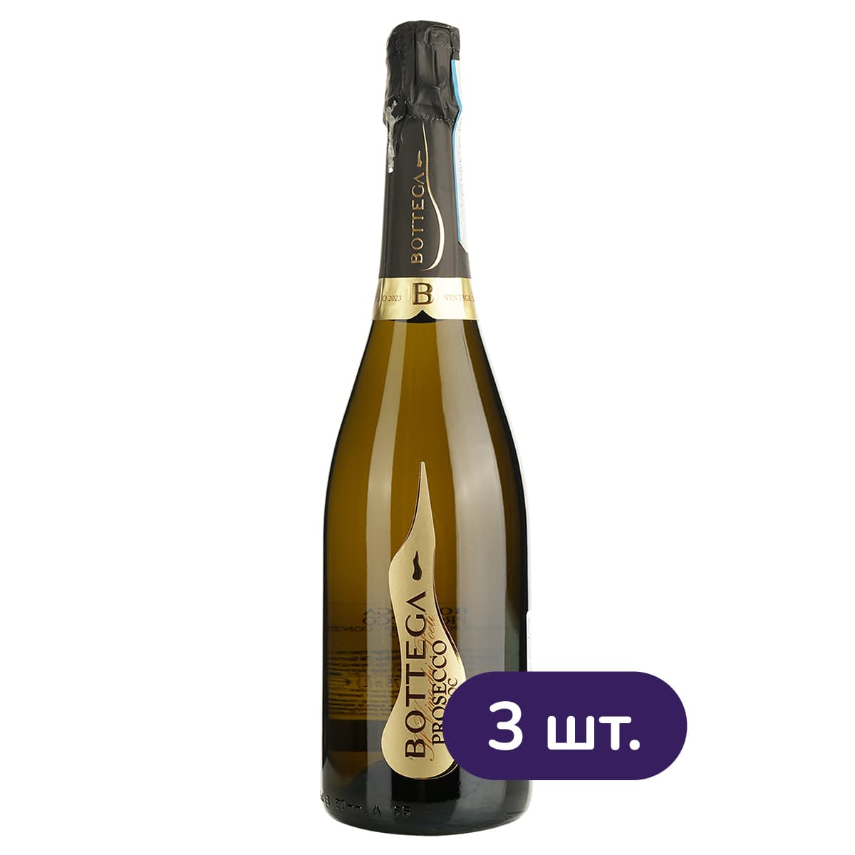 Вино ігристе Bottega Vino dei Poeti Prosecco Brut, біле брют 11% 2.25 л (3 шт. х 0.75 л) - зображення 1