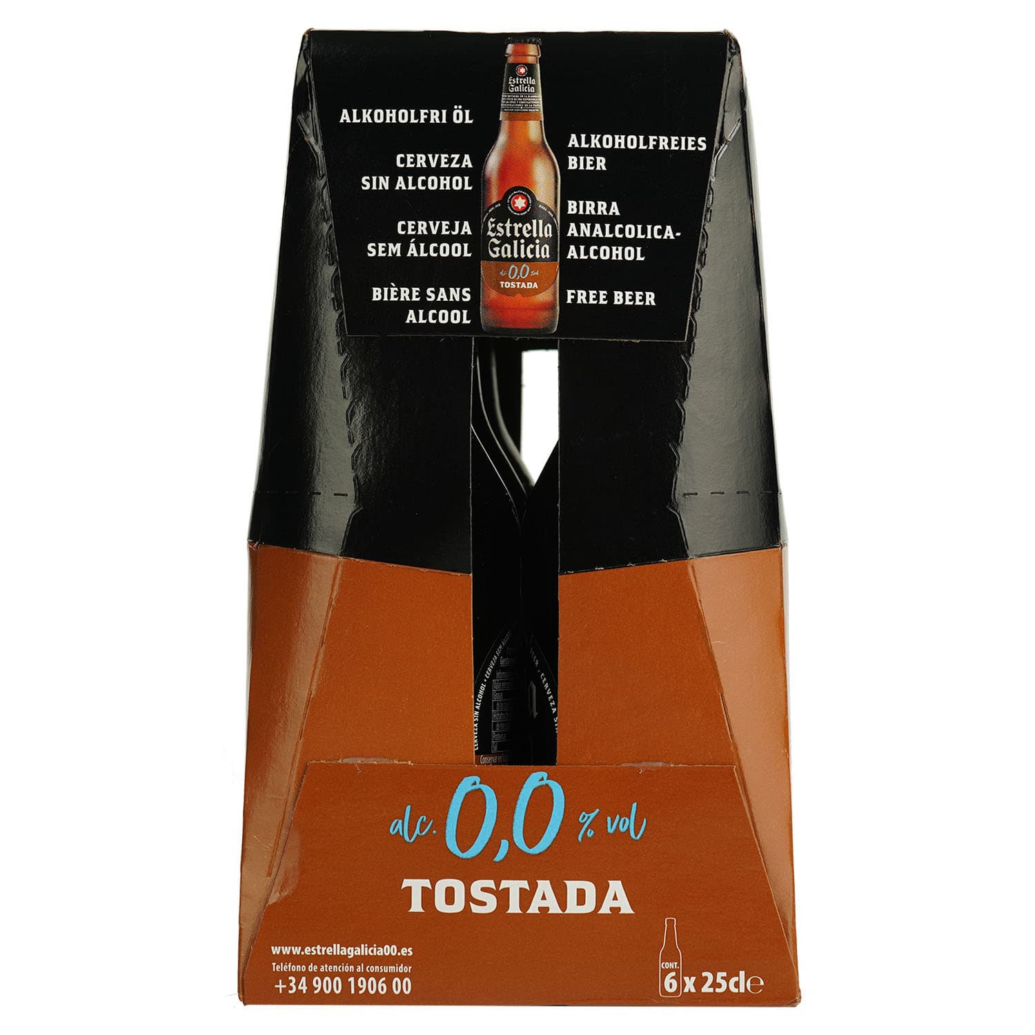 Упаковка пива Estrella Galicia Tostada безалкогольне світле 0% 1.5 л (0.25 л х 6 шт.) - зображення 3