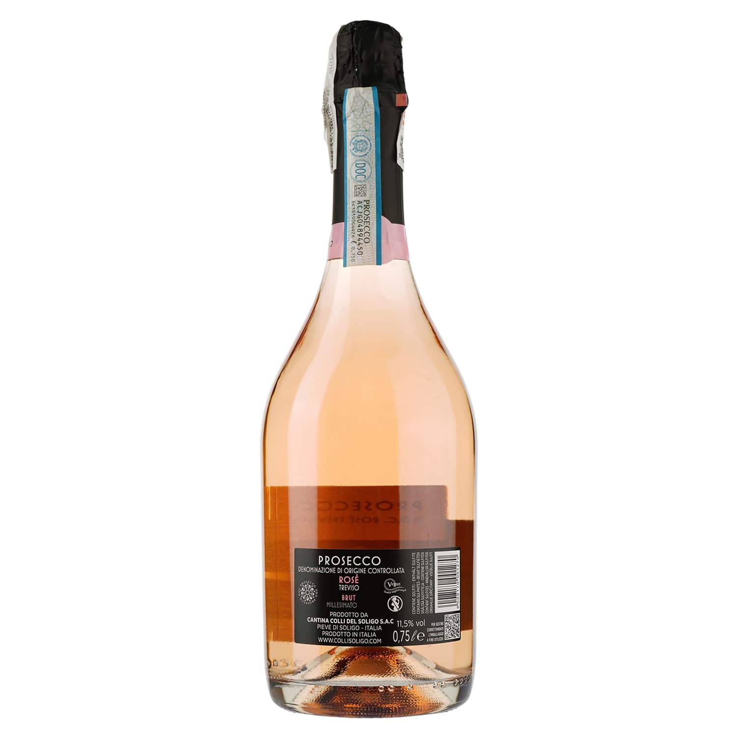 Вино ігристе Soligo Prosecco Treviso Millessimato Rose, рожеве, брют, 11,5%, 0,75 л (95836) - зображення 2