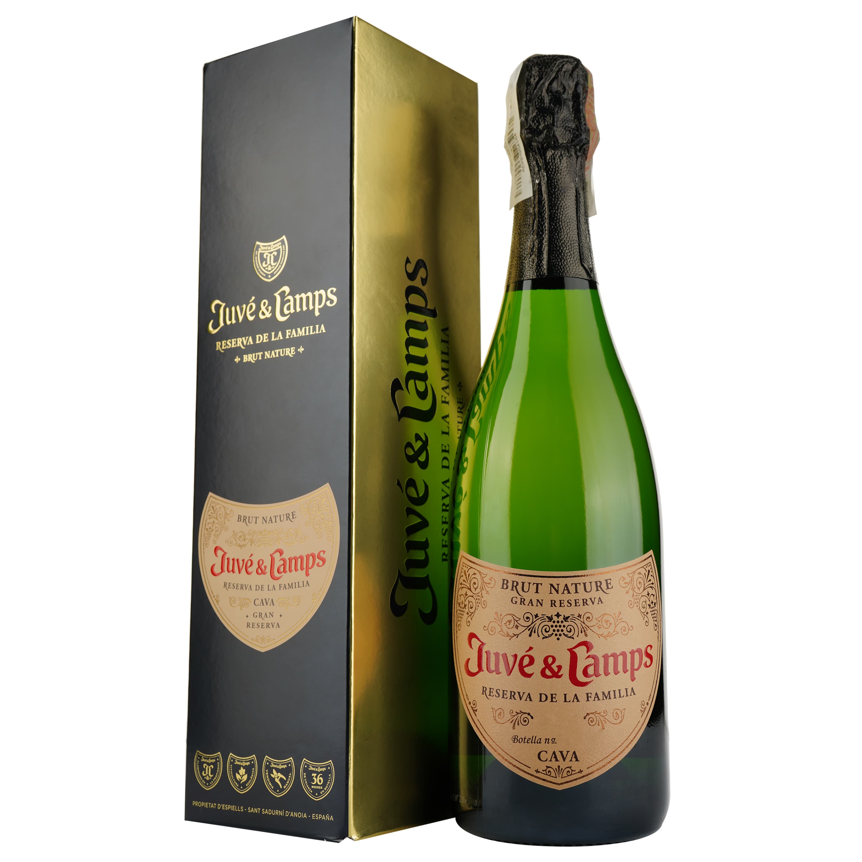 Ігристе вино Juve y Camps Reserve de la Familia Gran Reserva Brut Nature, в подарунковій упаковці, 12%, 0,75 л - зображення 1