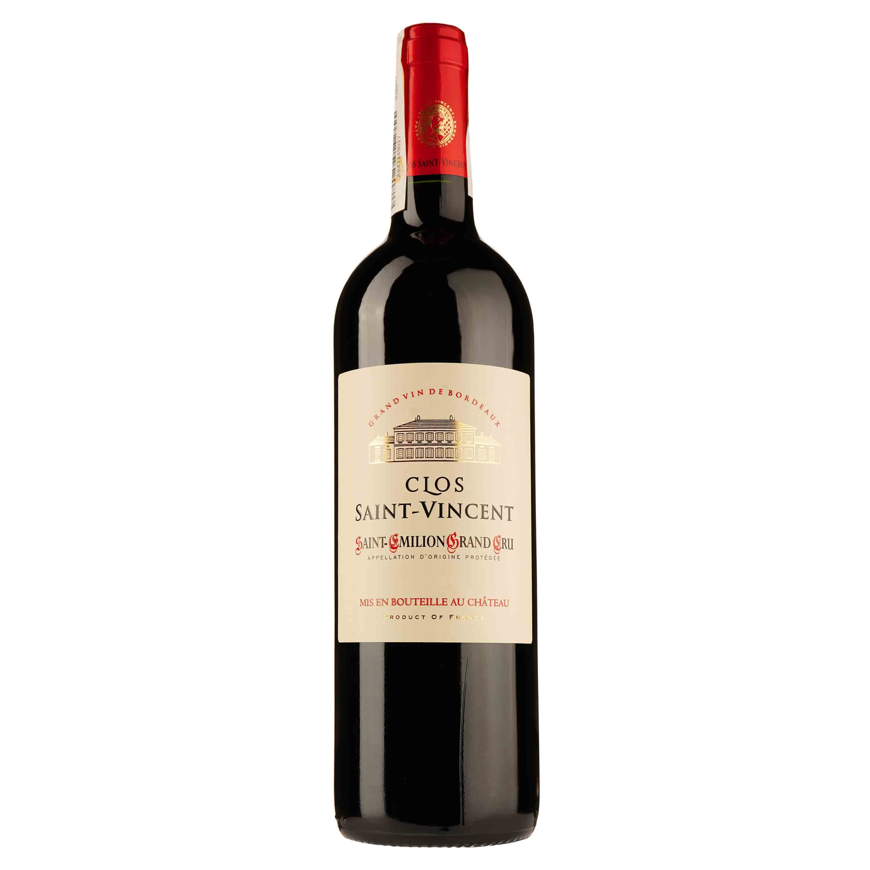 Вино Les Grands Chais de France Chateau Clos Saint-Vincent Saint-Emilion Grand Cru, червоне, сухе, 14%, 0,75 л - зображення 1