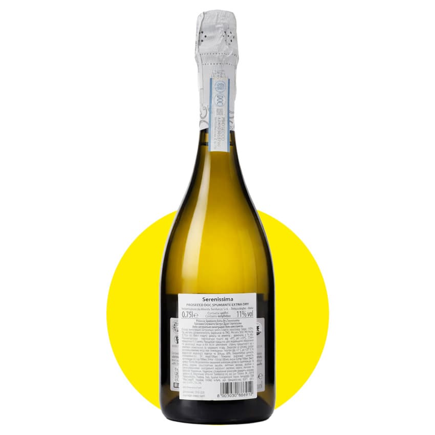 Вино ігристе "Serenissima Prosecco Spumante Extra dry" біле сухе 0,75л 11%