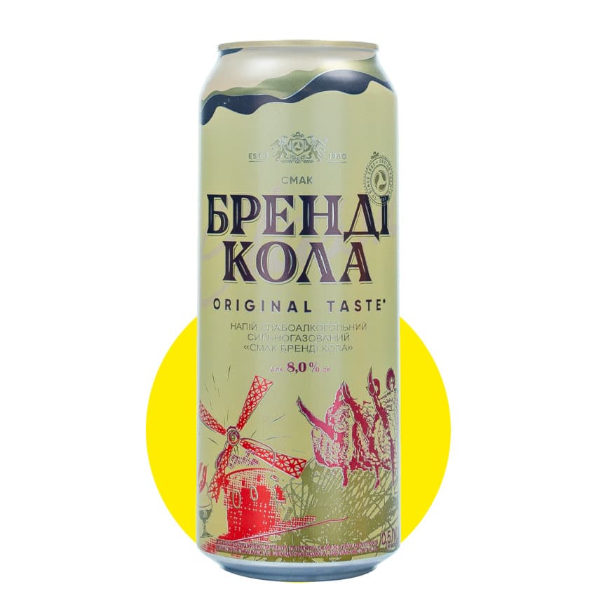 Напій с/а "Бренді-Кола" 0,5л 8% з/б ТМ Оболонь