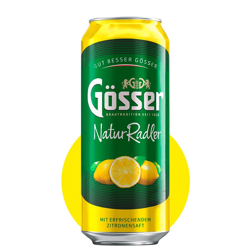 Напій на основі пива с/а "Gosser NaturRadler" лимон 0,5л 2% ж/б