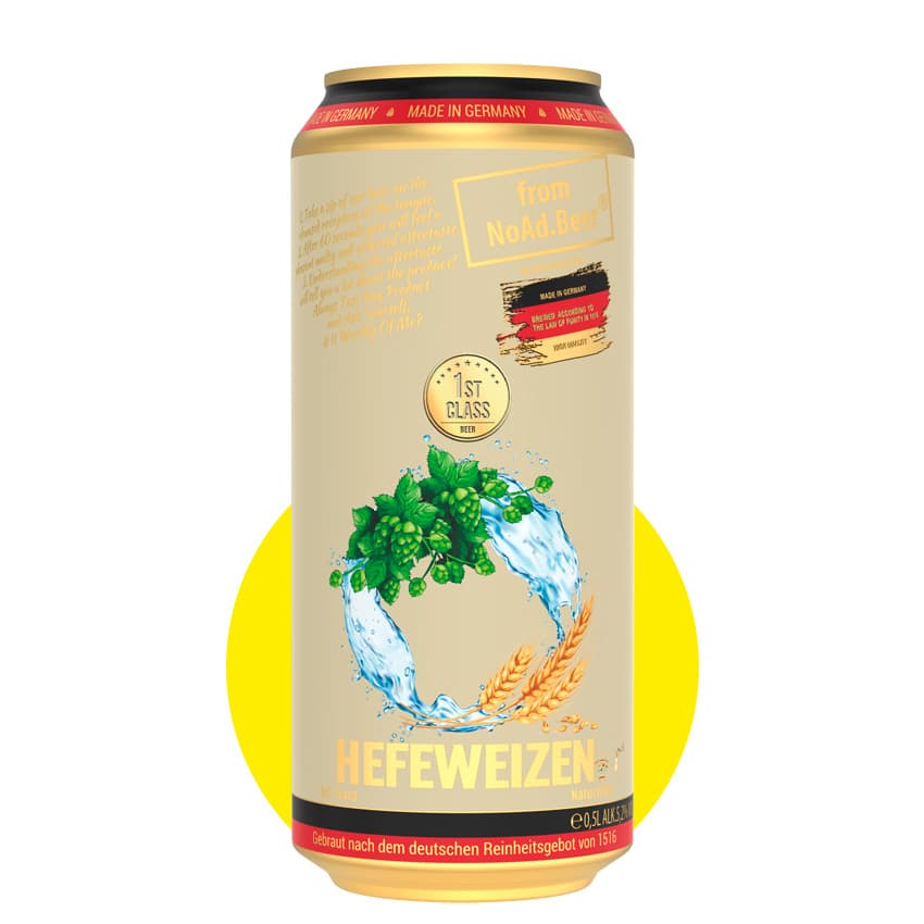 Пиво "NoAd.Beer Hefeweizen (1st Class)" пшеничне нефільтроване 0,5л 5,2% ж/б