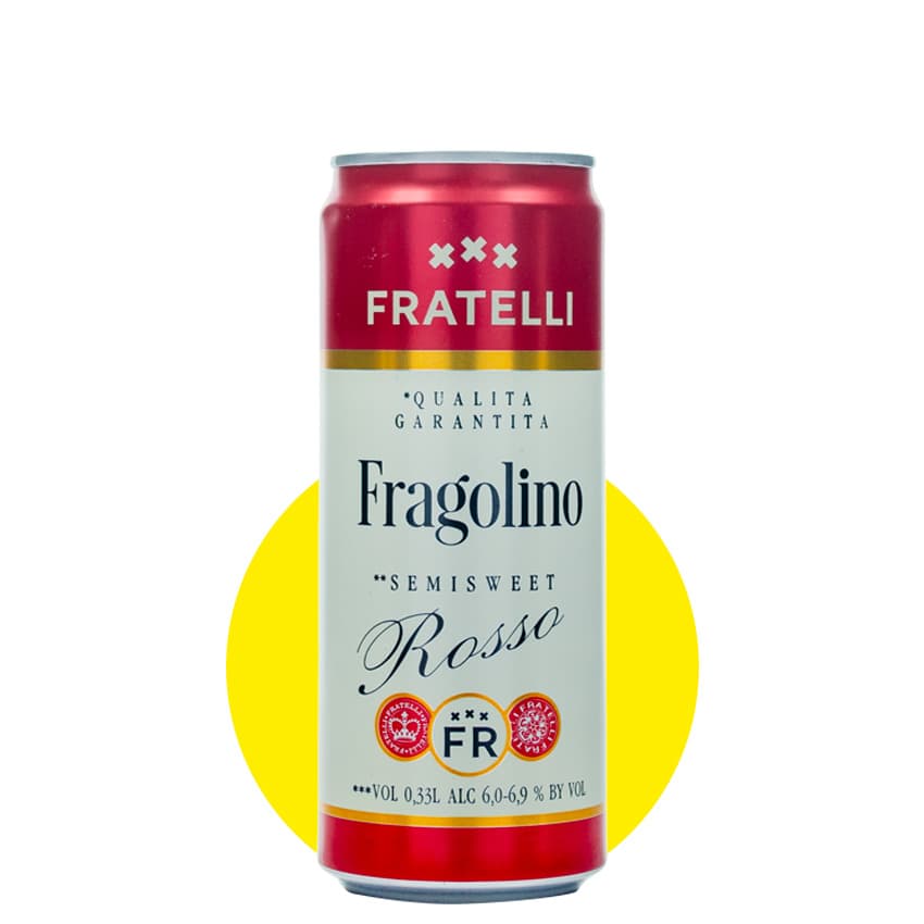 Напій винний с/а газований "Fratelli Fragolino Rosso" червоний напівсолодкий 0,33л 6-6,9% з/б