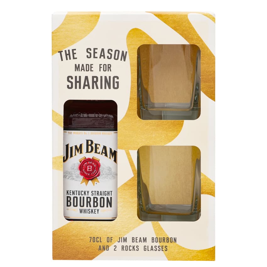 Бурбон "Jim Beam" White 0,7л 40% + 2 склянки