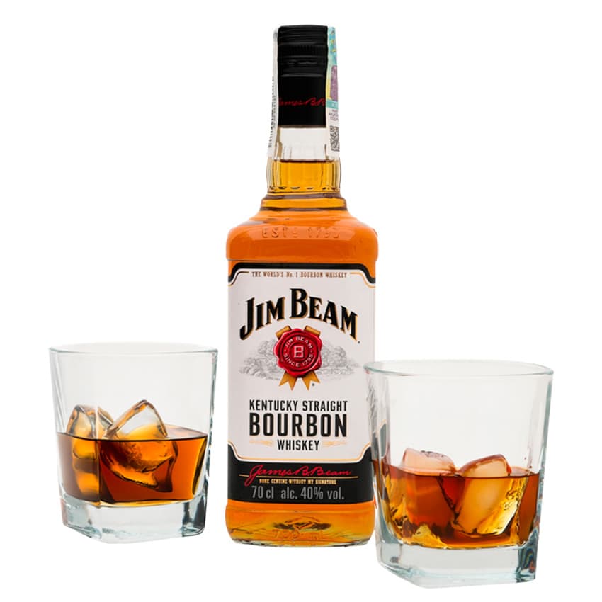 Бурбон "Jim Beam" White 0,7л 40% + 2 склянки