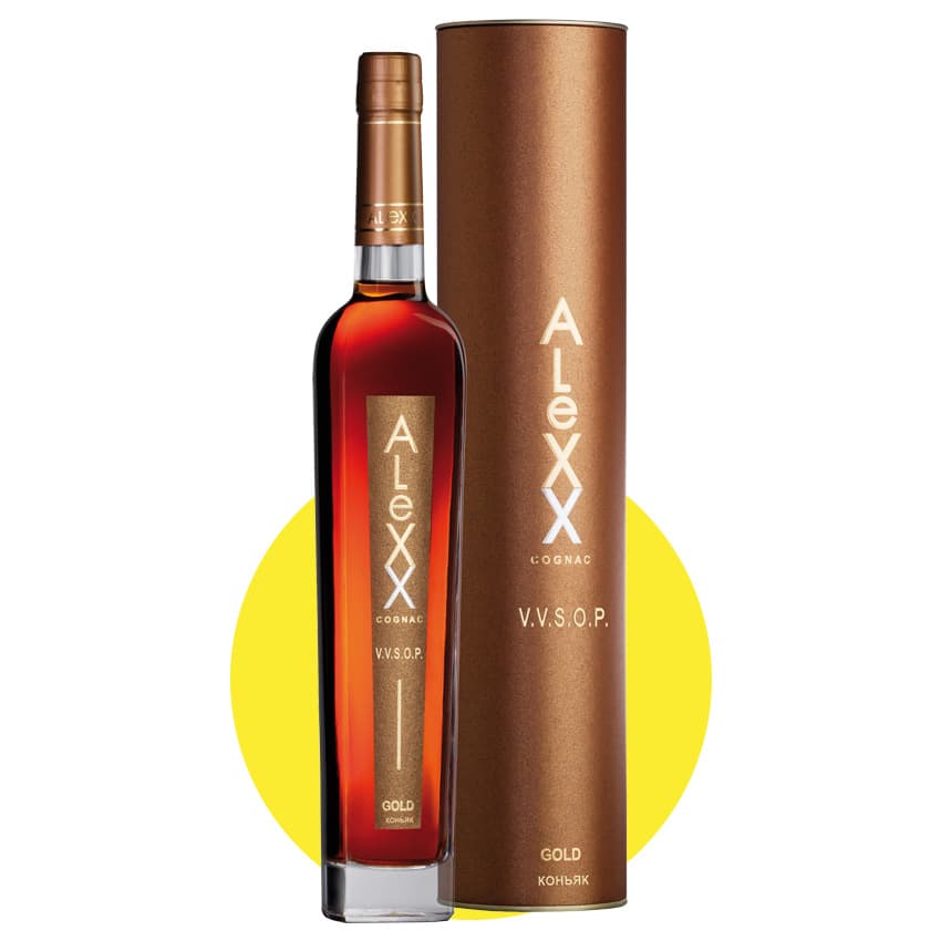 Коньяк "ALeXX Gold" VVSOP 5 років (тубус) 0,5л 40%