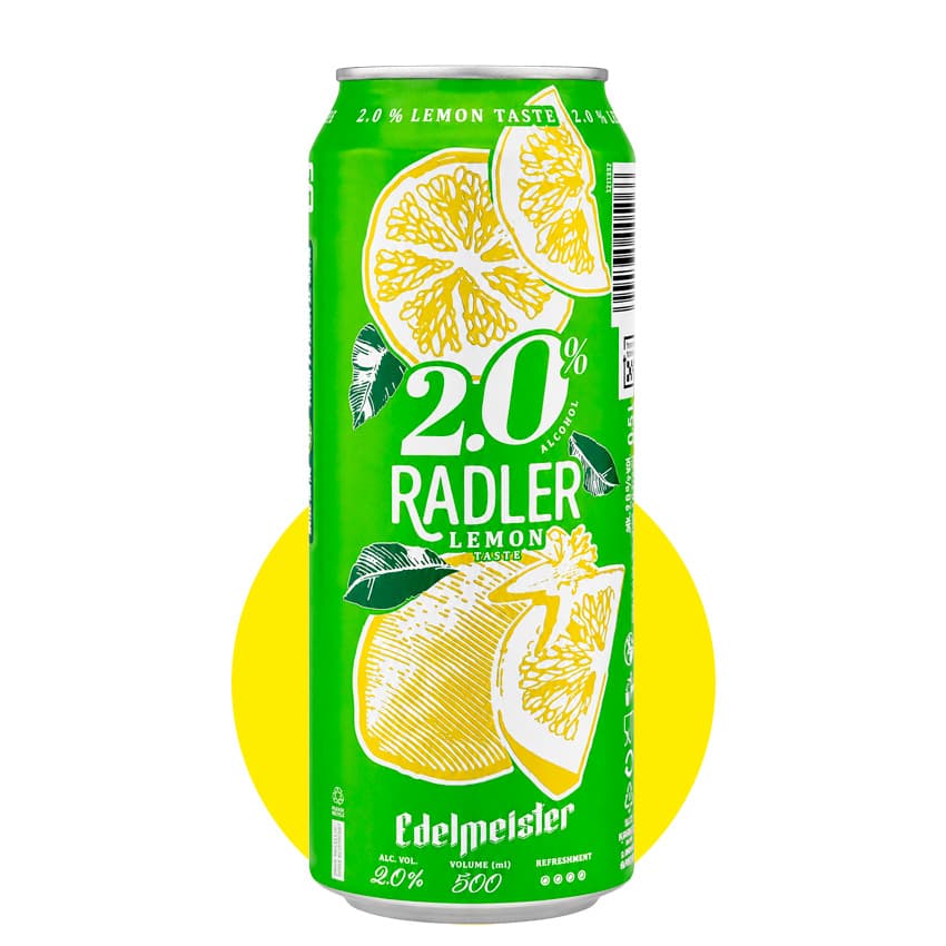 Пиво "Edelmeister Radler" світле зі смаком лимону 0,5л 2% ж/б