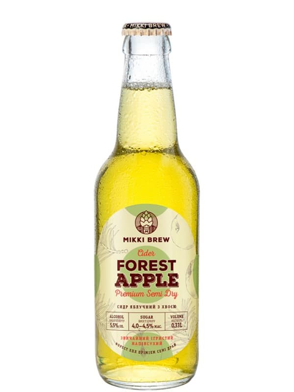 Сидр ігристий Форест Еппл, Міккі Брю / Forest Apple, Mikki Brew, напівсухий 5.5%, 0.33л