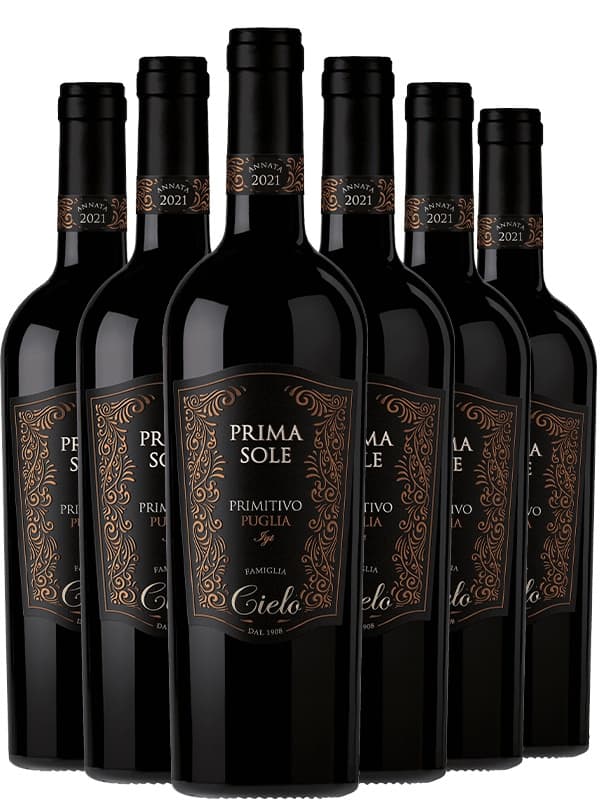 Набір вина Прімасол, Примітиво Пулія / Primasole, Primitivo Puglia, Cielo e Terra, червоне сухе 6*0.75л