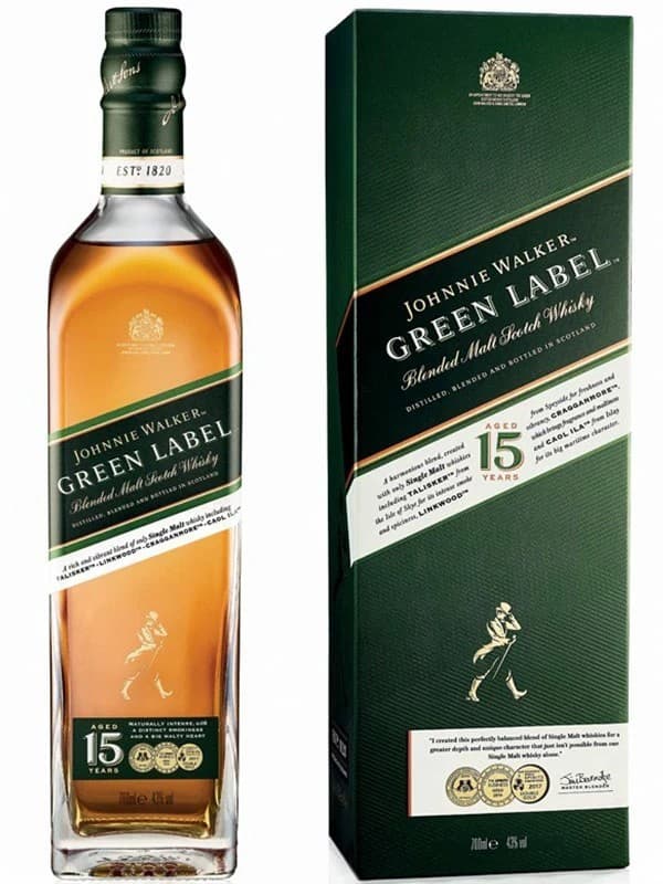 Віскі Грін Лейбл / Green Label, Johnnie Walker 15 років, 43%, 0.7л, в коробці
