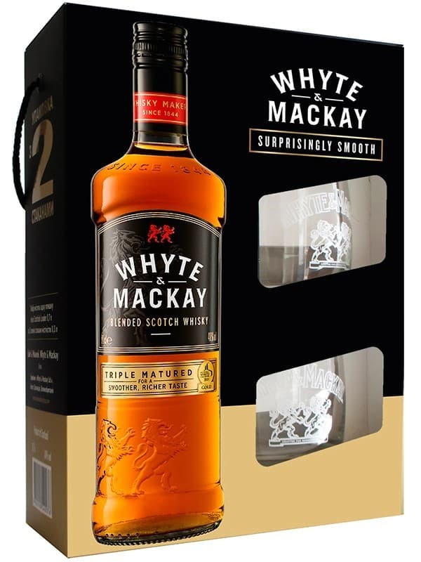 Віскі Уайт Енд Маккей / Whyte & Mackay, 40%, 0.7л в подарунковій коробці + 2 склянки