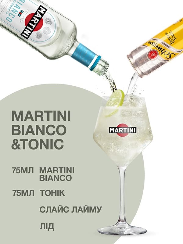 Вермут Мартіні, Б'янко / Martini, Bianco, біле солодке 0.75л