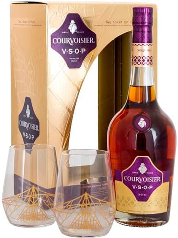 Коньяк Курвуазье / Courvoisier, VSOP, 40%, 0.7л, в подарунковій коробці + 2 склянки