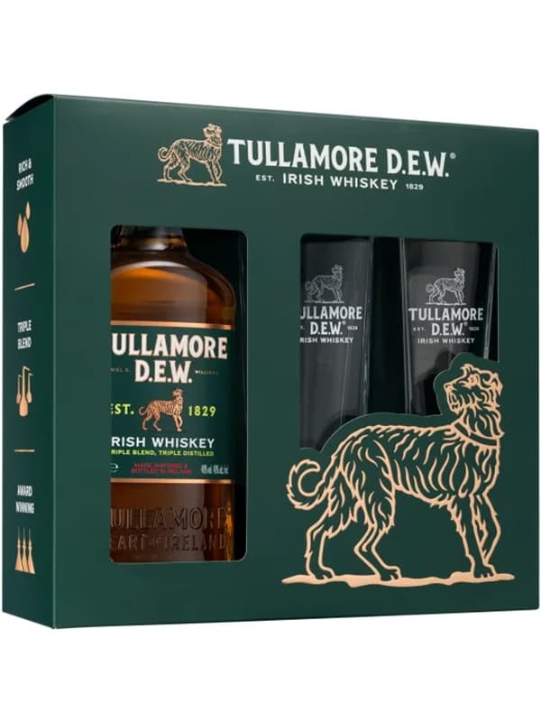 Віскі Талламор Дью / Tullamore Dew, 40%, 0.7л, в подарунковій коробці + 2 склянки