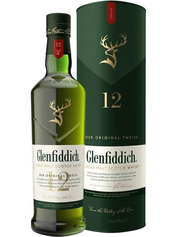 Віскі Гленфіддік / Glenfiddich, 12 років, 40%, 1л, в тубусі