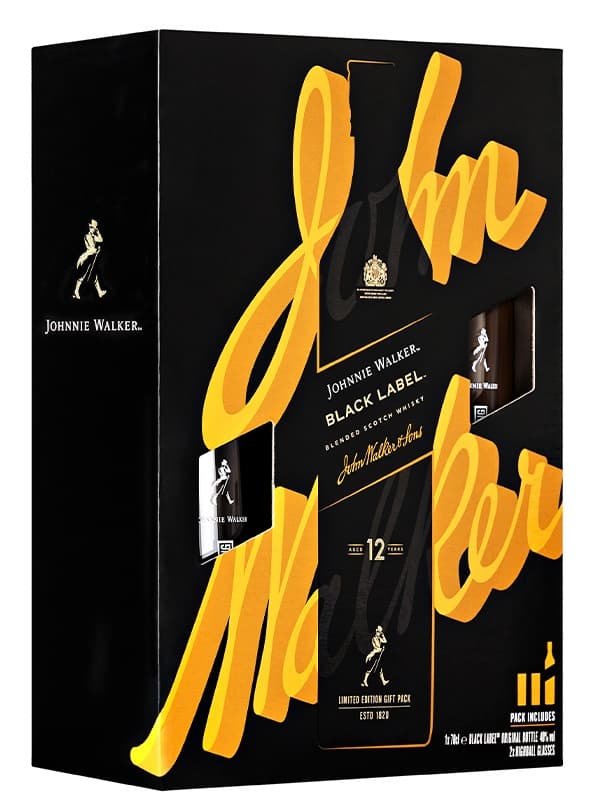 Віскі Блек Лейбл / Black Label, Johnnie Walker, 40%, 0.7л, в подарунковій коробці +2 склянки