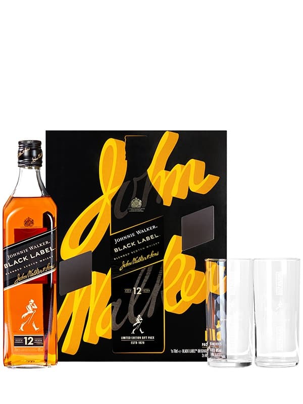 Віскі Блек Лейбл / Black Label, Johnnie Walker, 40%, 0.7л, в подарунковій коробці +2 склянки
