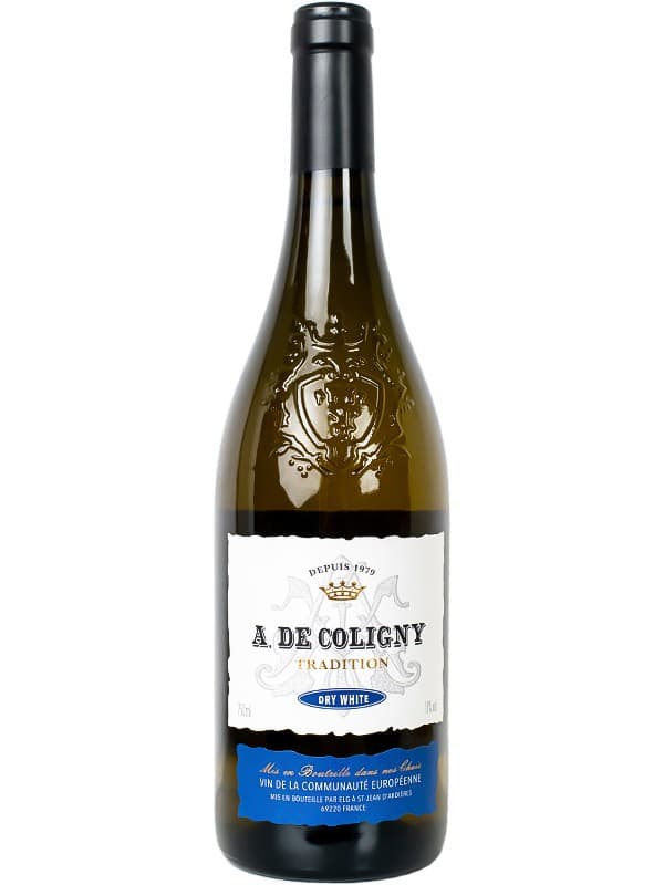 Вино "А де Коліньї" Вайт Драй / "A. De Coligny" White Dry, біле сухе 0.75л