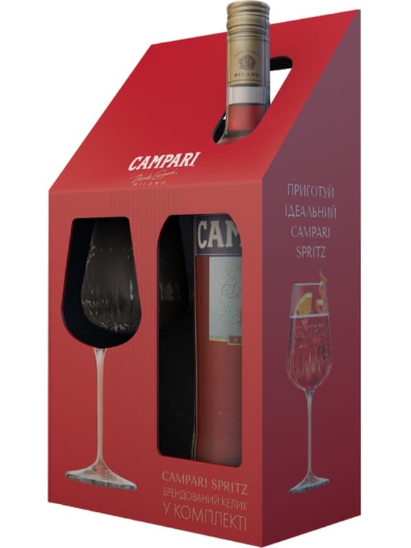 Бітер Кампарі / Campari, 25%, 0.7л, в подарунковій коробці + келих