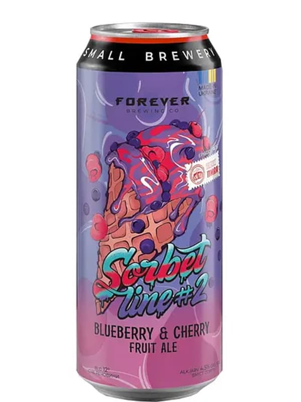 Пиво Чорниця та Вишня, Форевер / Blueberry & Cherry, Forever, Volynski Browar, з/б, 4.5%, 0.5л