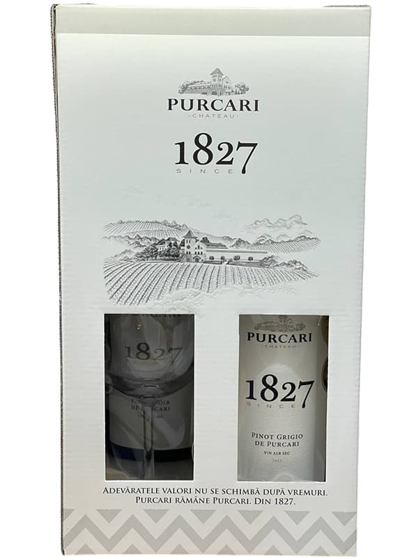 Набір Вина Purcari Pinot Grigio + Purcari Pinot Noir, 0.75л, в подарунковій коробці + 2 келихи