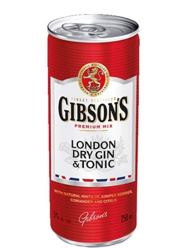 Напій слабоалкогольний Джин Гібсон'с, Лондон Драй & Тонік / Gibson's London Dry & Tonic, з/б, 5%, 0.25л