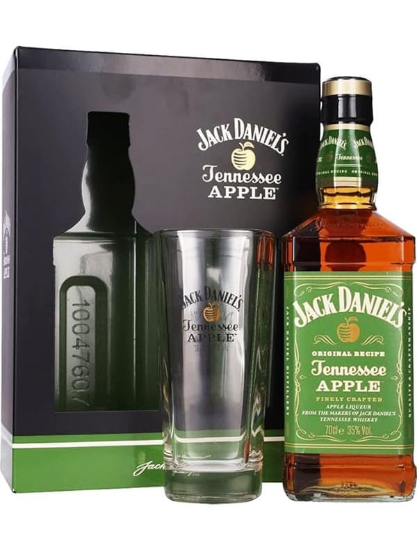 Віскі-лікер Джек Деніелс, Теннессі Еппл / Jack Daniel's, Tennessee Apple, 35%, 0.7л, в подарочной коробке + стакан