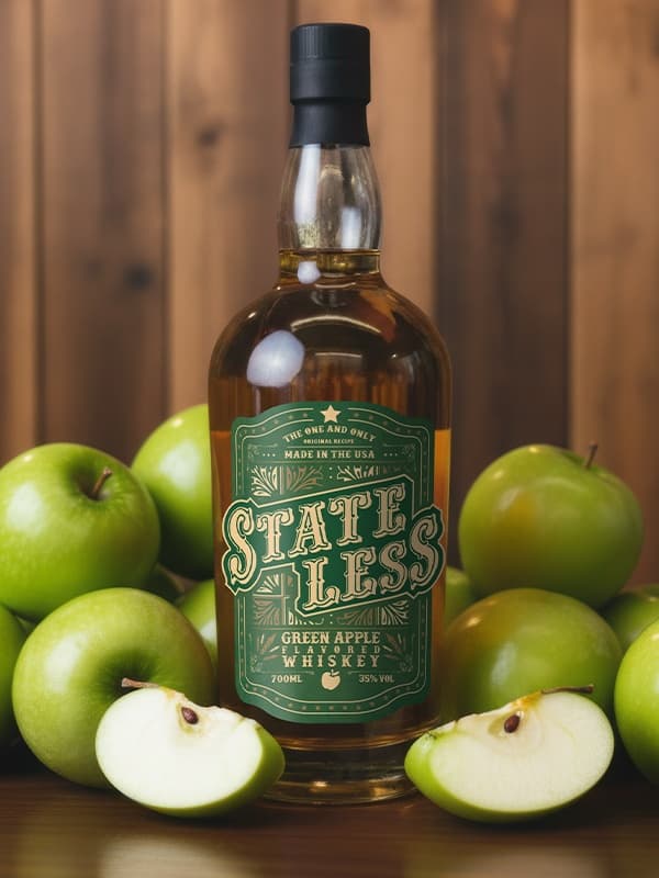 Напій на основі віскі Стейтлес, Зелене Яблуко / Stateless, Green Apple, 35%, 0.7л