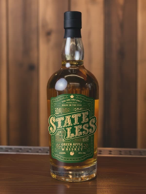 Напій на основі віскі Стейтлес, Зелене Яблуко / Stateless, Green Apple, 35%, 0.7л