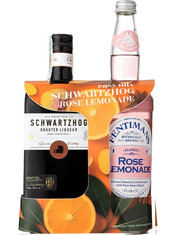 Лікер Schwartzhog Krauter, 36.7%, 0.7л + Лимонад Fentimans Rose 0.75л