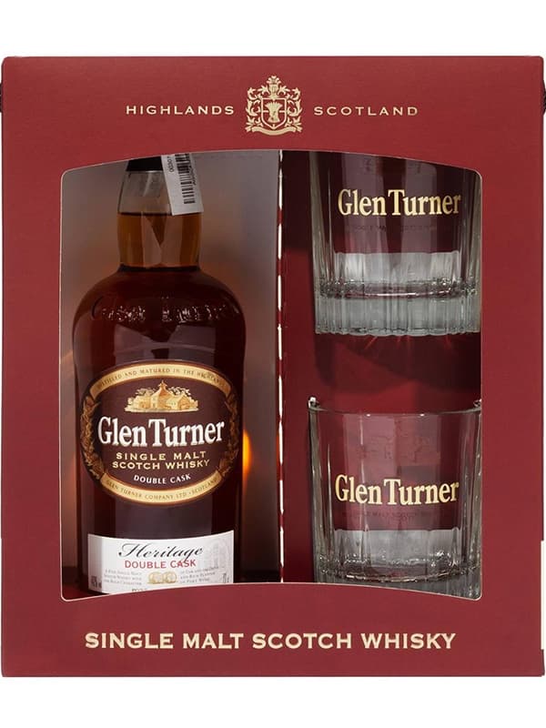 Віскі Глен Тернер, Ерітаж Дабл Каск / Glen Turner, Heritage Double Cask, 40%, 0.7л, в подарунковій коробці + 2 склянки