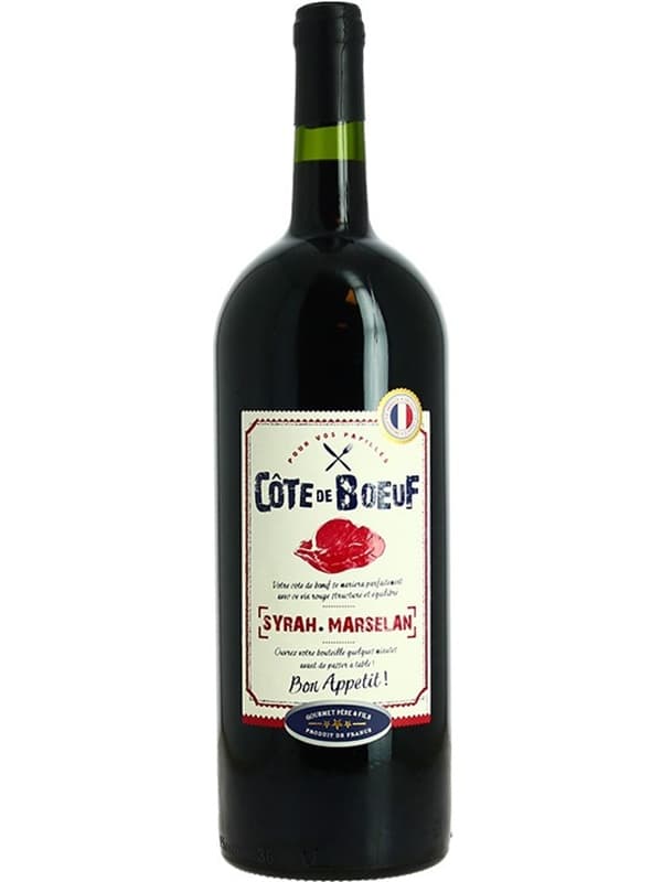 Вино Кот де Боф, Сіра - Марселан / Cote de Boeuf, Syrah - Marselan, Gourmet Pere & Fils, червоне напівсухе 1.5л
