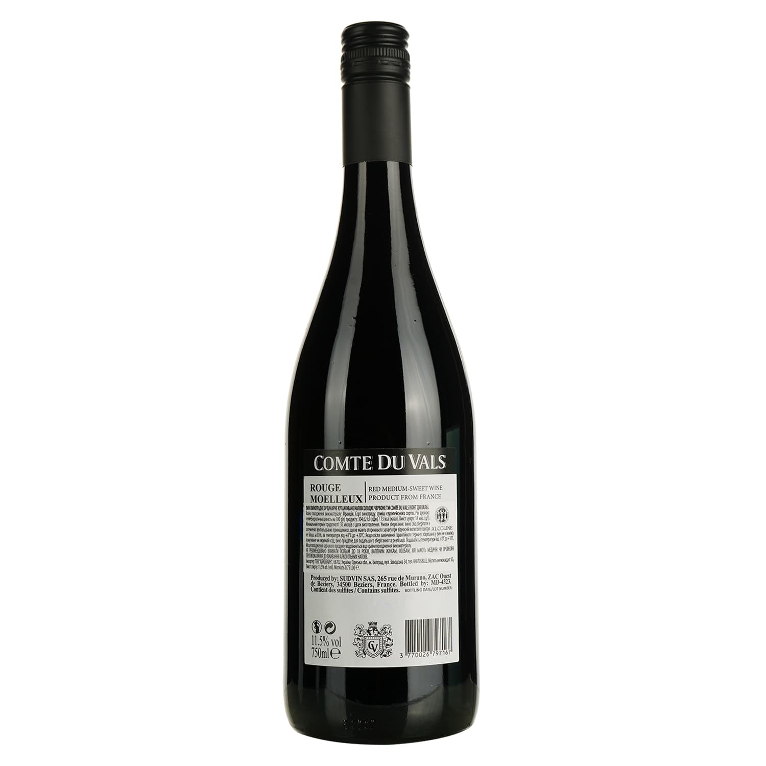 Вино Comte du Vals Rouge Medium Sweet червоне напівсолодке 0.75 л