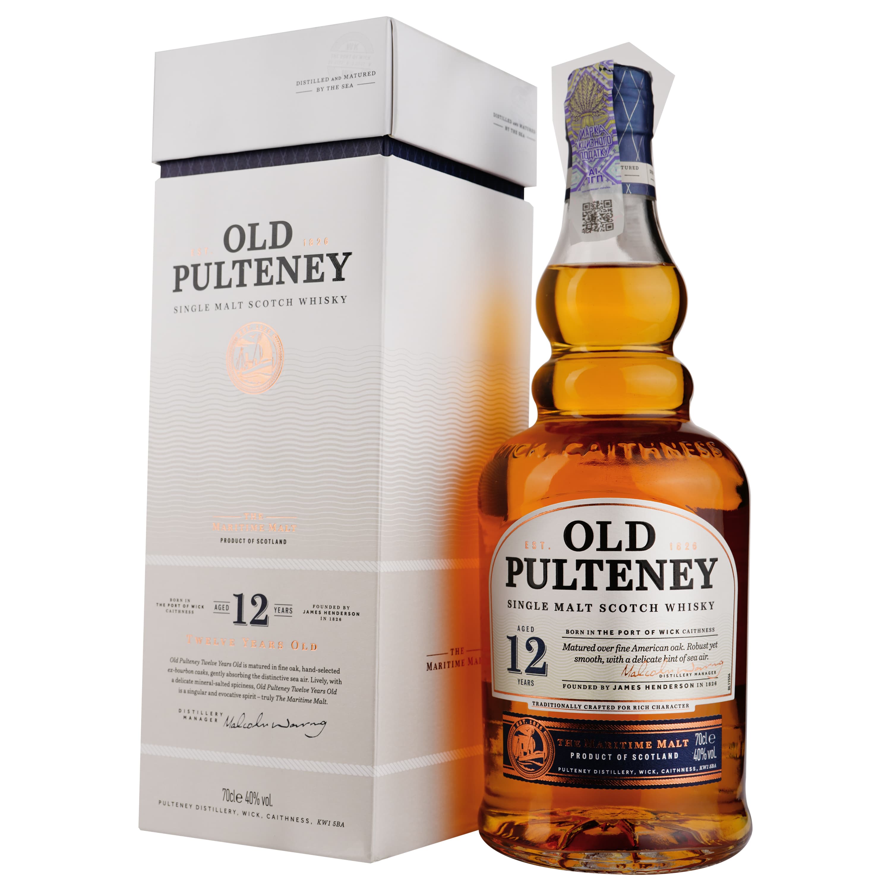 Віскі Old Pulteney 12 yo Single Malt Scotch Whisky, 40%, 0,7 л (128417)