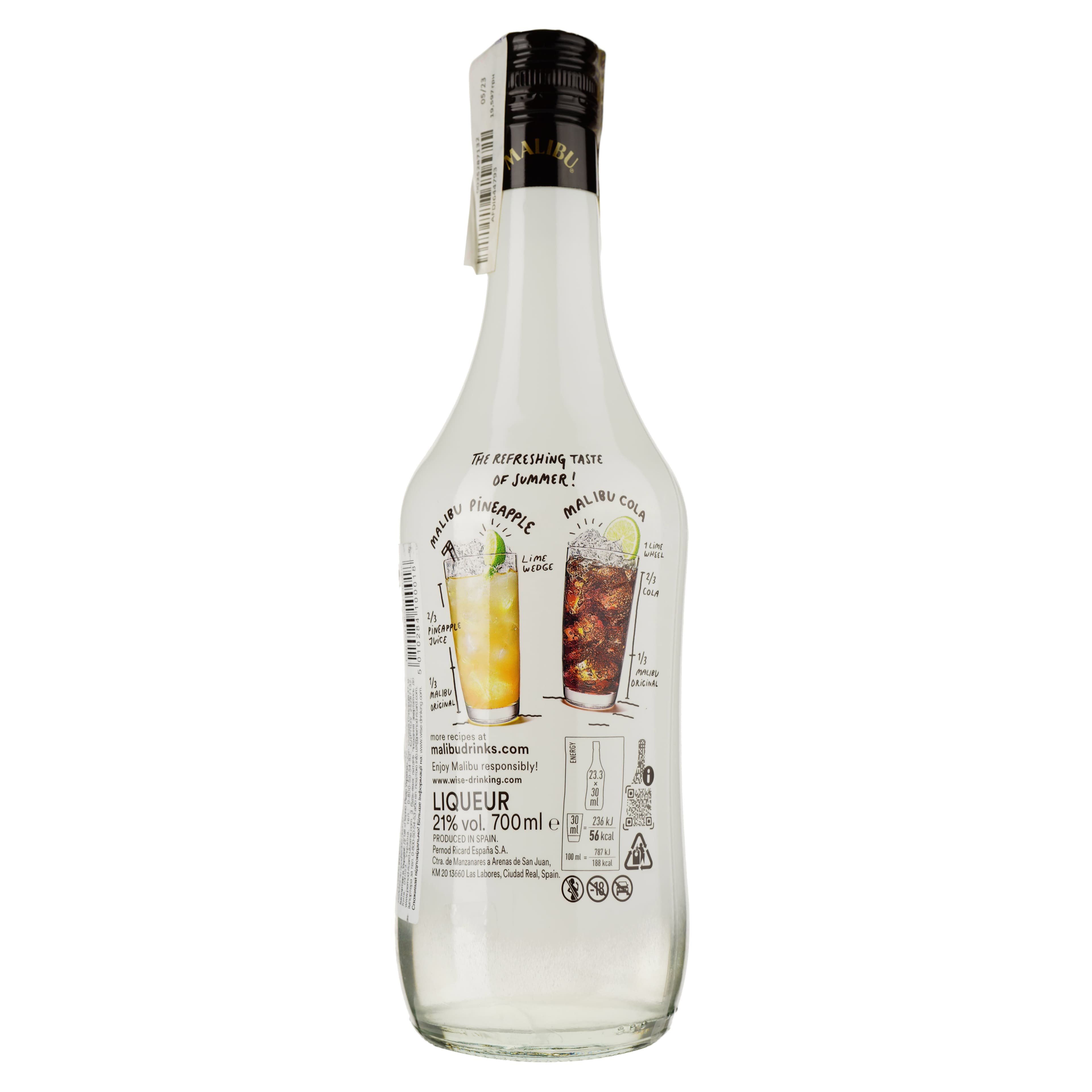 Упаковка лікеру Malibu 21% 4.2 л (0.7 л х 6 шт.)