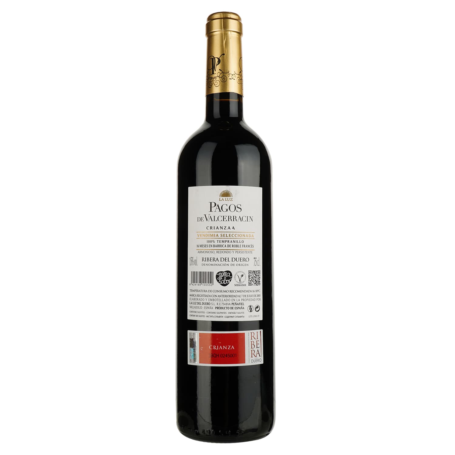 Вино La Luz Pagos De Valcerracin Crianza Seleccionada Vendimia DO Ribera Del Duero червоне сухе 0.75 л