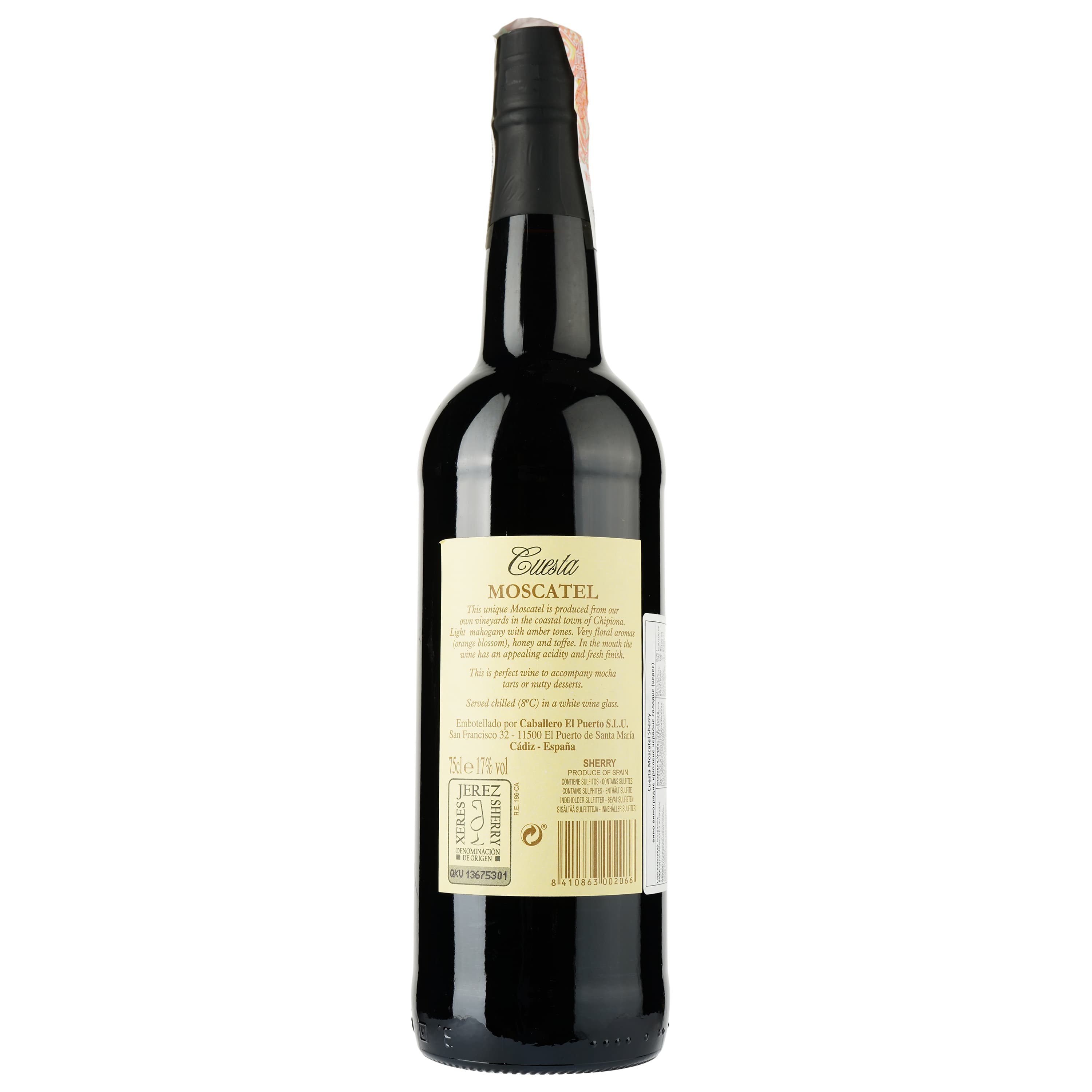 Вино Luis Caballero Cuesta Moscatel Sherry, біле, солодке, 0,75 л