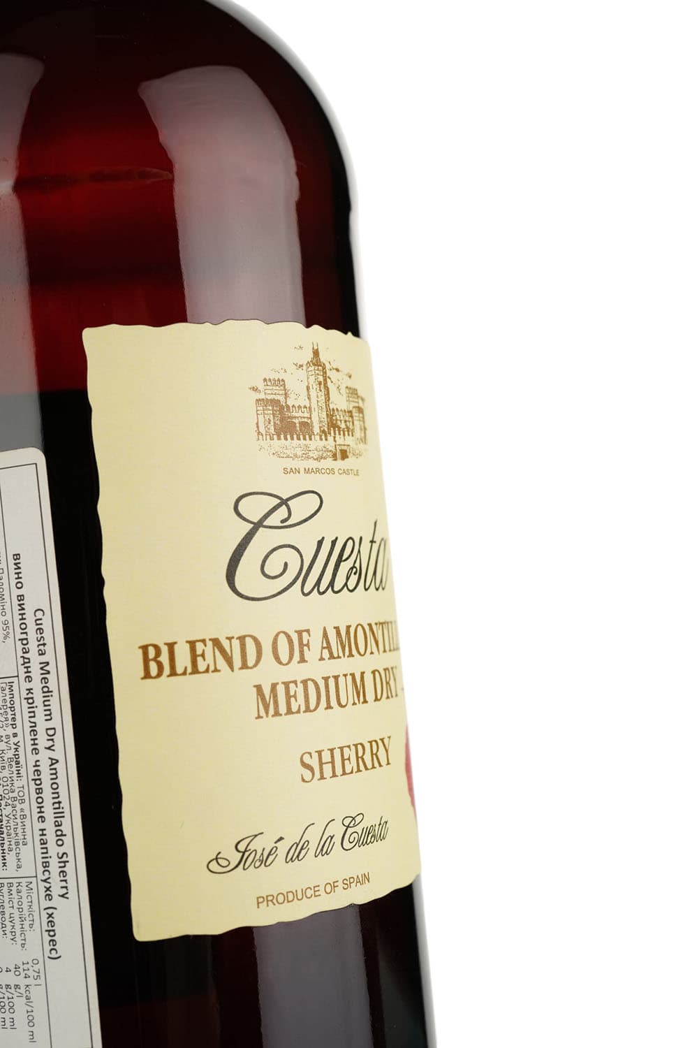 Вино Luis Caballero Cuesta Medium Dry Amontillado Sherry, біле, напівсухе, 0,75 л